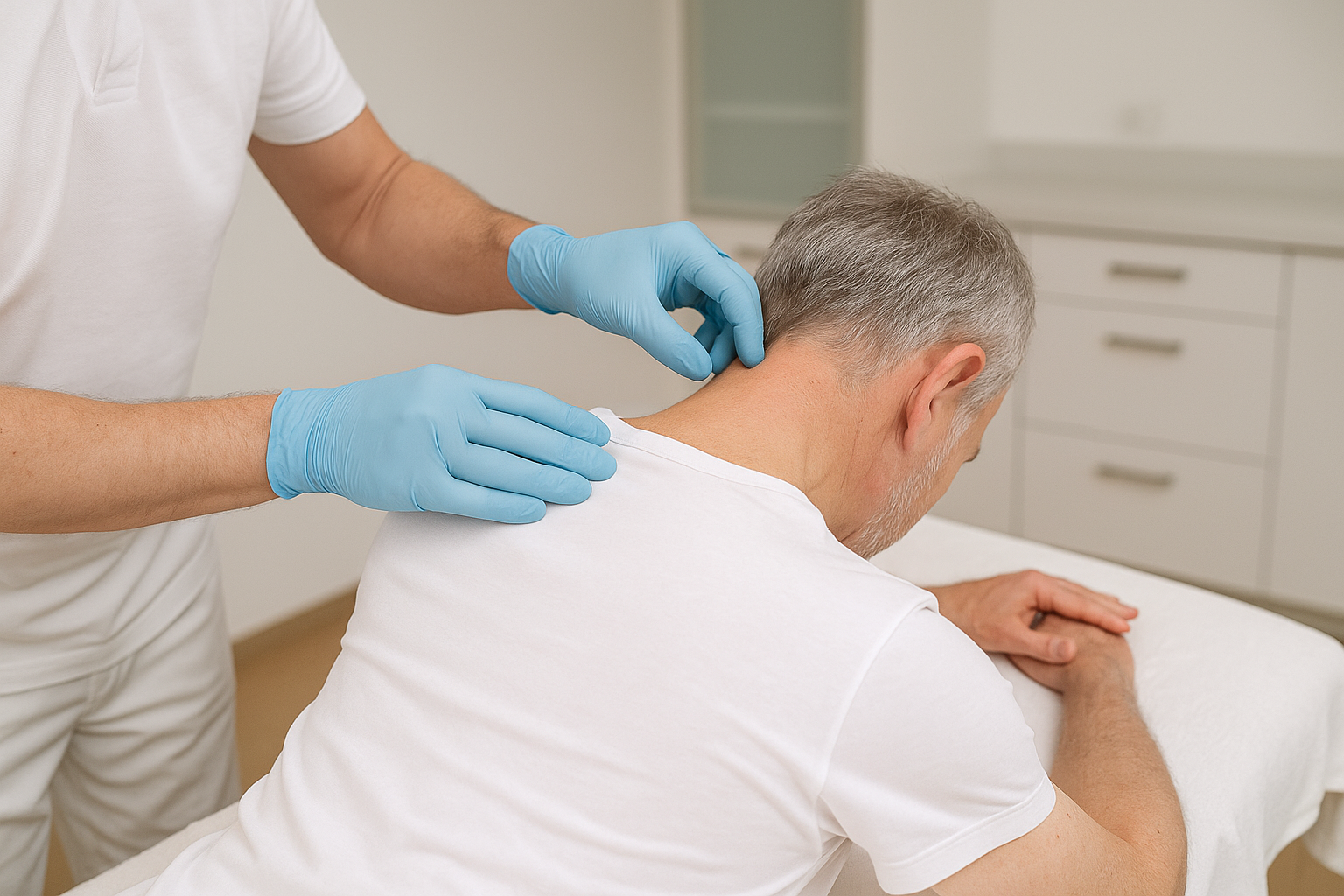 Atlastherapie Behandlung im Bereich der Halswirbelsäule bei einem Patienten