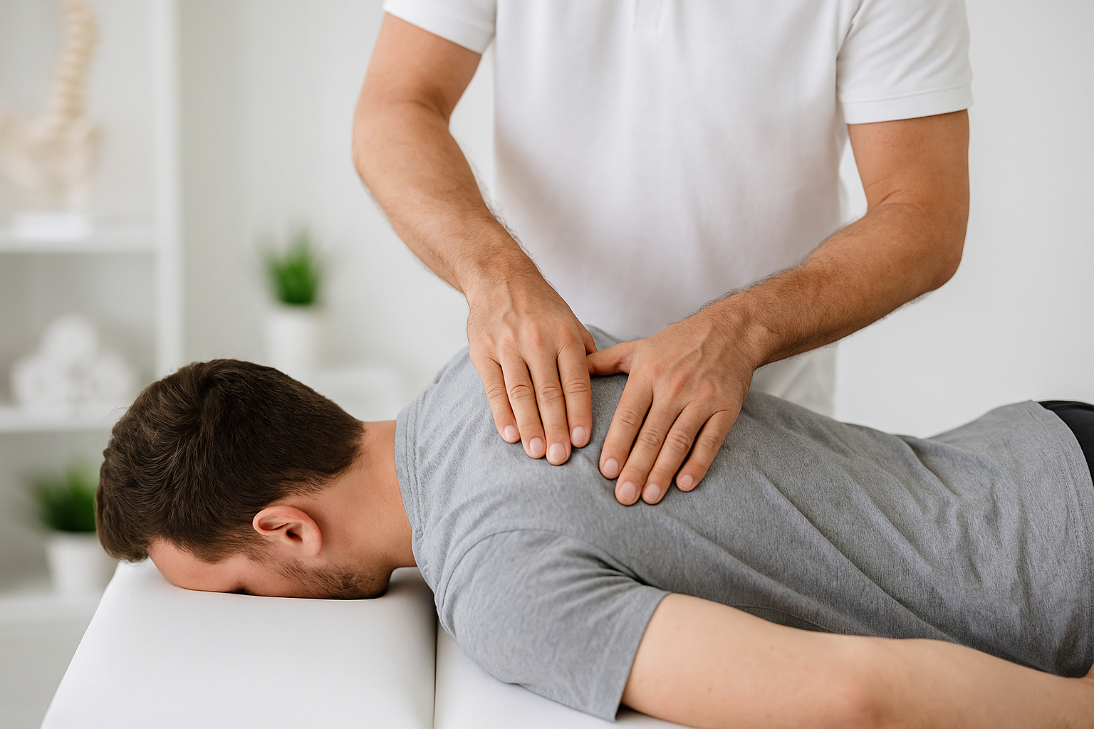 Chirotherapie mit manueller Behandlung der Wirbelsäule bei einem Patienten